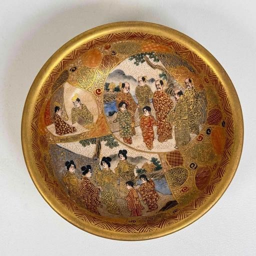Antique 19thC Japanese Meiji Satsuma Gilt Painted 7pc Master Rice Bowl Dish Set - 16