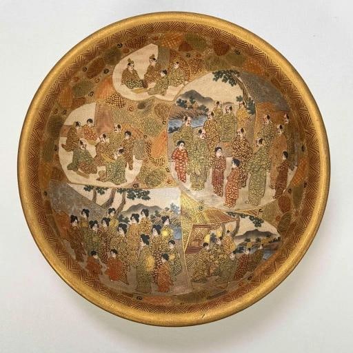 Antique 19thC Japanese Meiji Satsuma Gilt Painted 7pc Master Rice Bowl Dish Set - 18