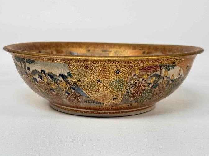 Antique 19thC Japanese Meiji Satsuma Gilt Painted 7pc Master Rice Bowl Dish Set - 19