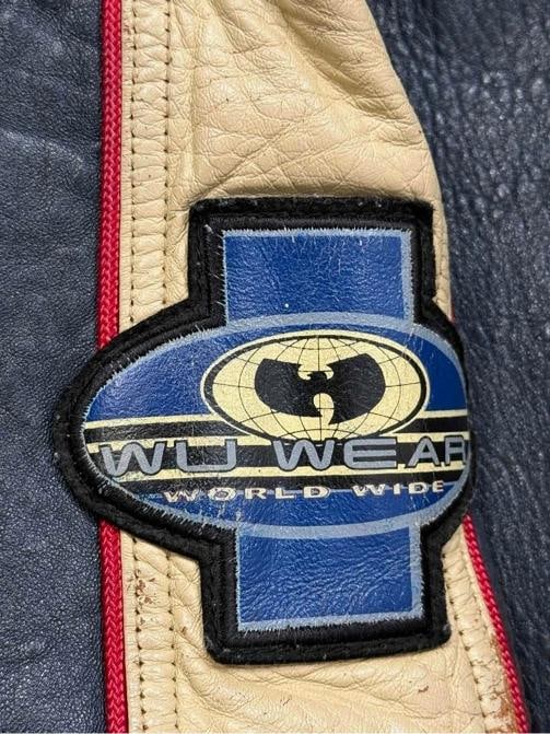Vtg 1995 Wu-Wear Wu Tang Clan Navy Leather Mens Jacket XL - 10