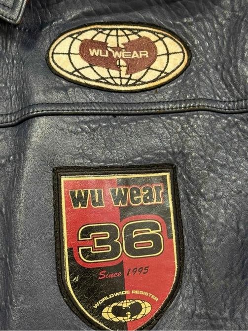 Vtg 1995 Wu-Wear Wu Tang Clan Navy Leather Mens Jacket XL - 11