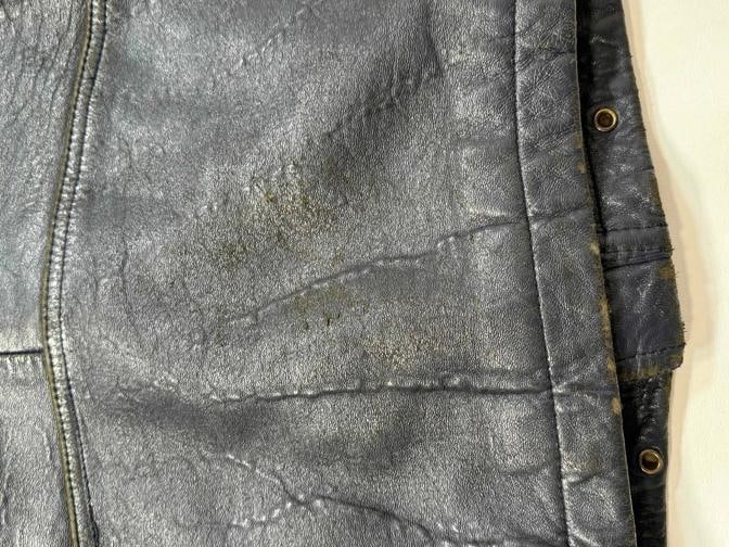 Vtg 1995 Wu-Wear Wu Tang Clan Navy Leather Mens Jacket XL - 14