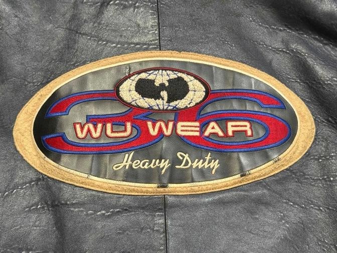 Vtg 1995 Wu-Wear Wu Tang Clan Navy Leather Mens Jacket XL - 15
