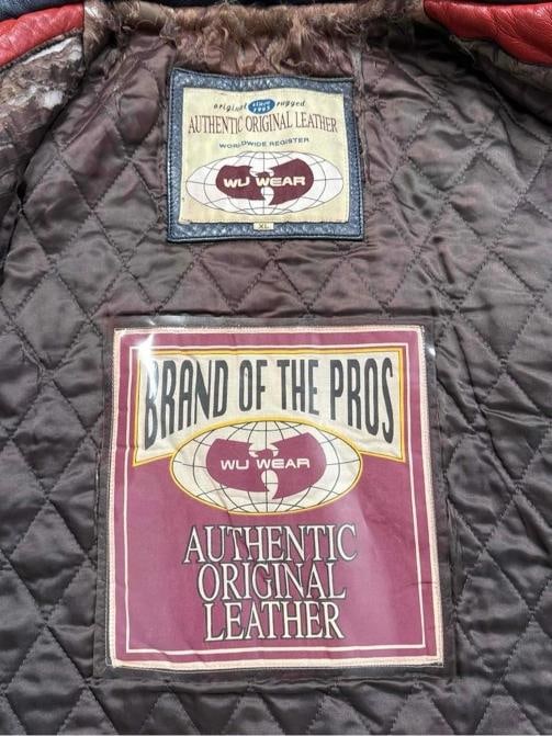 Vtg 1995 Wu-Wear Wu Tang Clan Navy Leather Mens Jacket XL - 17