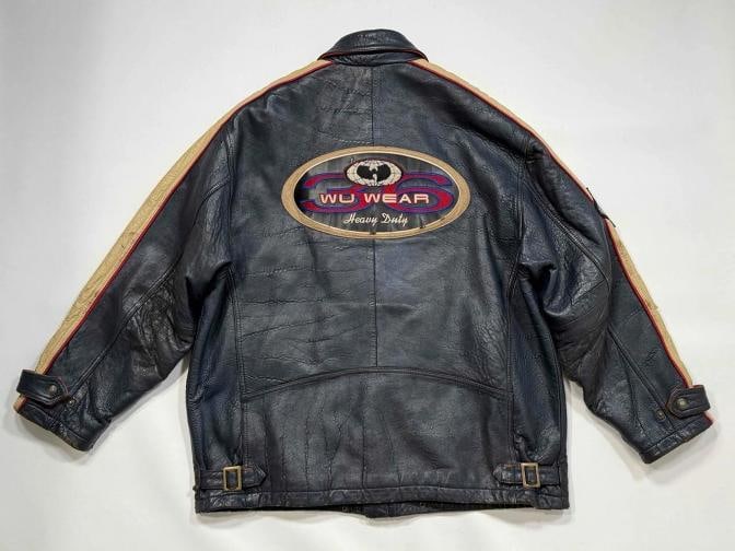 Vtg 1995 Wu-Wear Wu Tang Clan Navy Leather Mens Jacket XL - 3