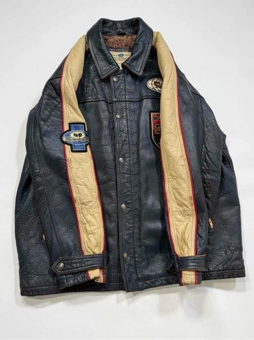 Vtg 1995 Wu-Wear Wu Tang Clan Navy Leather Mens Jacket XL - 5