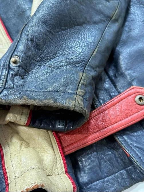 Vtg 1995 Wu-Wear Wu Tang Clan Navy Leather Mens Jacket XL - 6
