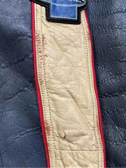 Vtg 1995 Wu-Wear Wu Tang Clan Navy Leather Mens Jacket XL - 9
