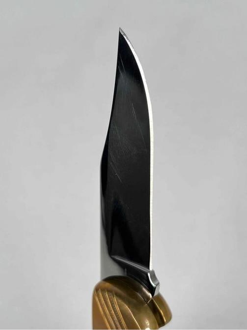 David Yellowhorse Navajo Lacy 112 Custom Buck Knife Turquoise MOP Inlay w/ Case - 5