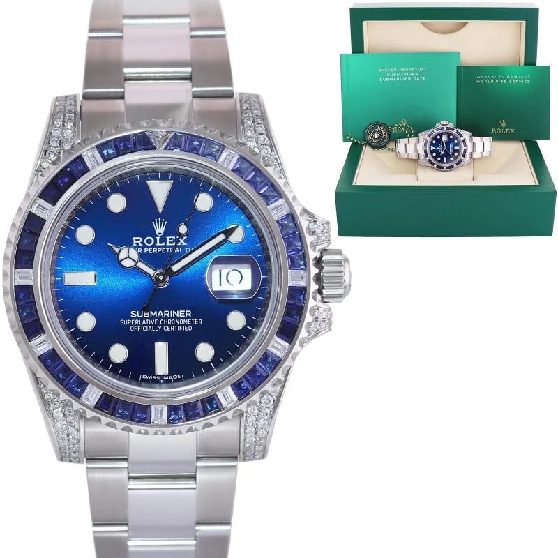 2017 MINT Rolex Submariner Date 116610 Diamond Sapphire Steel Blue Ceramic Watch: Condition: Pre-owned - Excellent,Brand: Rolex,Department: Unisex Adults,Type: Wristwatch,Model: Submariner,Reference Number: 116610LN,With Original Box/Packaging: Yes,With Papers: No,Customized: