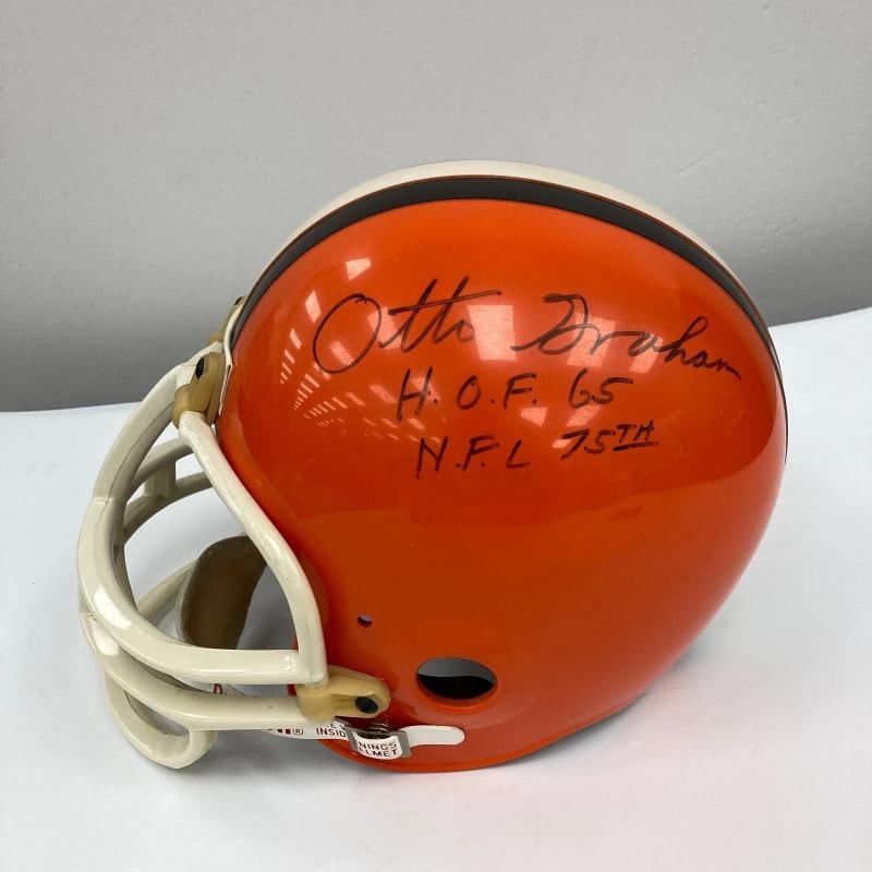 Otto Graham HOF 1965 NFL 75th Signed Cleveland Browns Full Size Helmet JSA COA - 3
