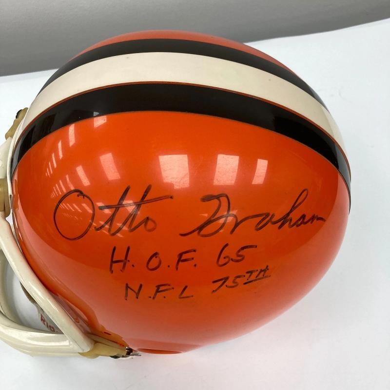 Otto Graham HOF 1965 NFL 75th Signed Cleveland Browns Full Size Helmet JSA COA - 4
