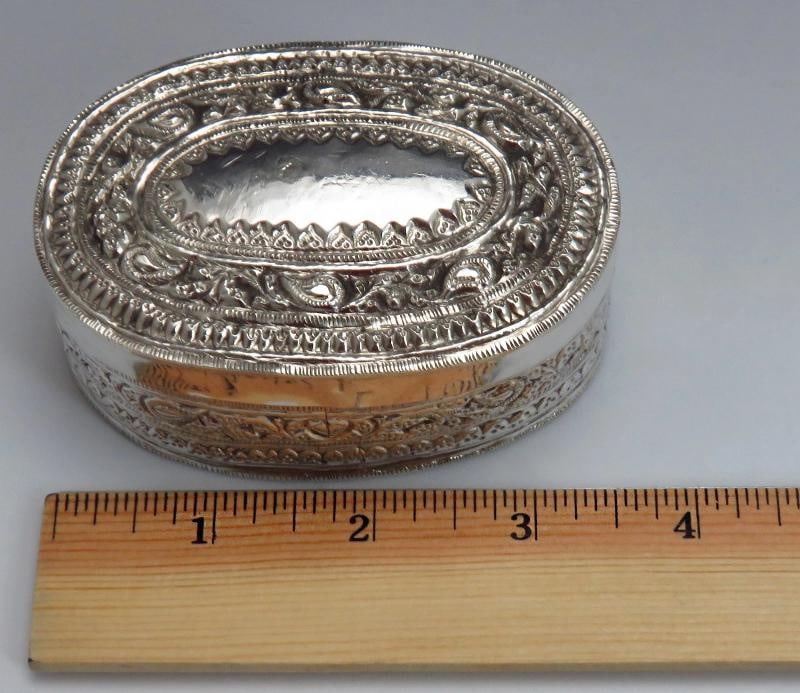 Lovely Mid-Late 1800's Antique Asian 900 Silver Box - 6
