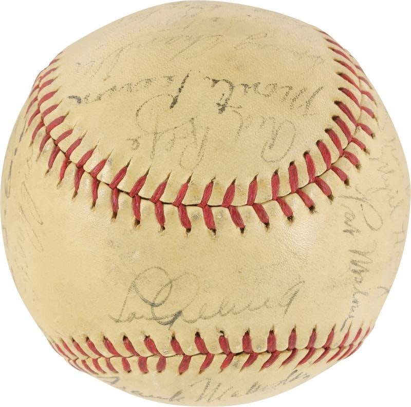 1936 New York Yankees World Series Champs Team Signed Baseball Lou Gehrig PSA - 2