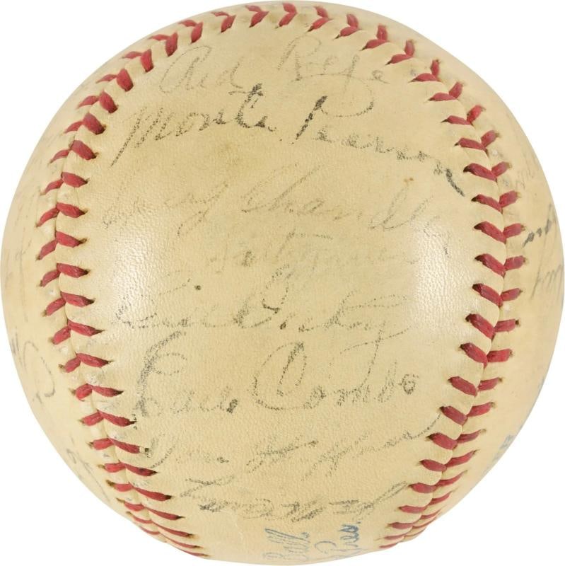 1936 New York Yankees World Series Champs Team Signed Baseball Lou Gehrig PSA - 3