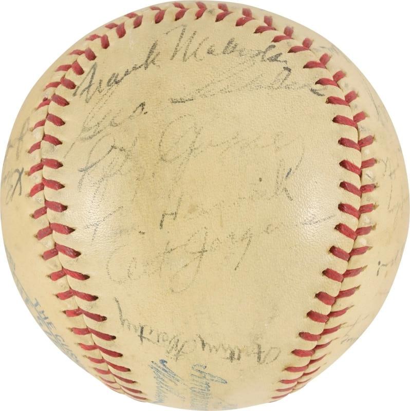 1936 New York Yankees World Series Champs Team Signed Baseball Lou Gehrig PSA - 5