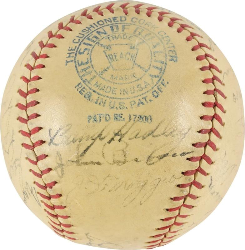 1936 New York Yankees World Series Champs Team Signed Baseball Lou Gehrig PSA - 6