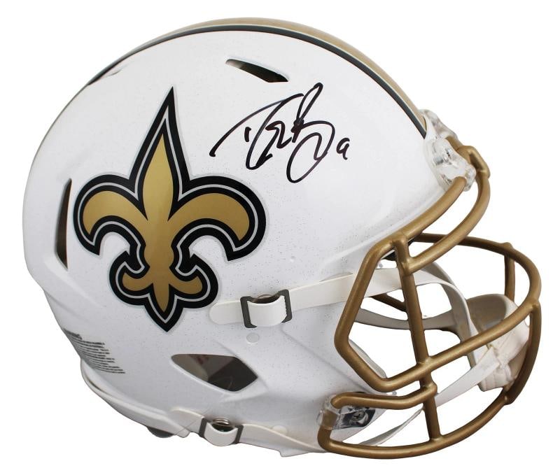 Saints Drew Brees Signed 2025 On-Field Alt Full Size Speed Proline Helmet Beckett: Player: Drew Brees,Product: Helmet,Original/Reprint: Original,Team: New Orleans Saints,Autograph Authentication: Beckett,PRODUCT_COA: Beckett,PRODUCT_SIGNED_BY_NAME: Drew