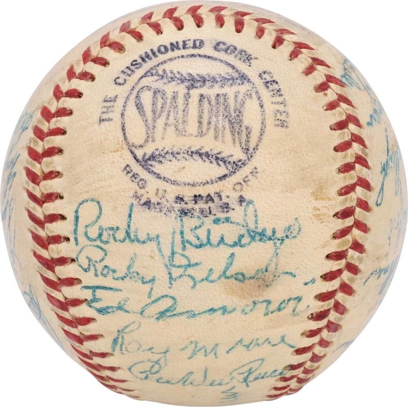 Jackie Robinson Roy Campanella 1952 Brooklyn Dodgers Signed Baseball PSA DNA COA - 4