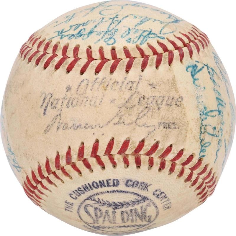 Jackie Robinson Roy Campanella 1952 Brooklyn Dodgers Signed Baseball PSA DNA COA - 5