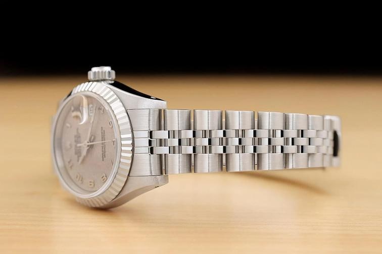 ROLEX LADIES DATEJUST 69174 GRAY ARABIC JUBILEE DIAL 18K GOLD STEEL WATCH - 4