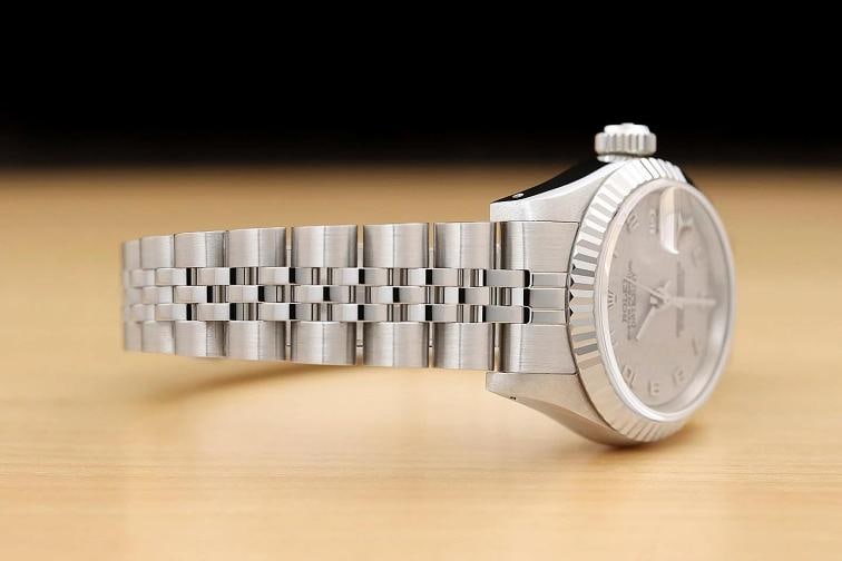 ROLEX LADIES DATEJUST 69174 GRAY ARABIC JUBILEE DIAL 18K GOLD STEEL WATCH - 7