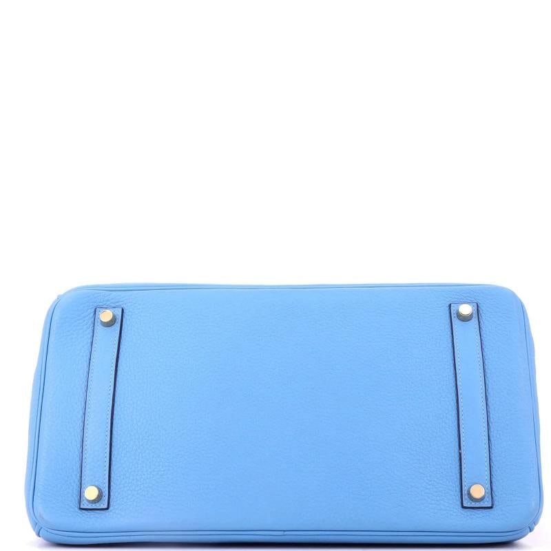 Hermes Birkin Handbag Blue Clemence with Gold Hardware 35 - 5