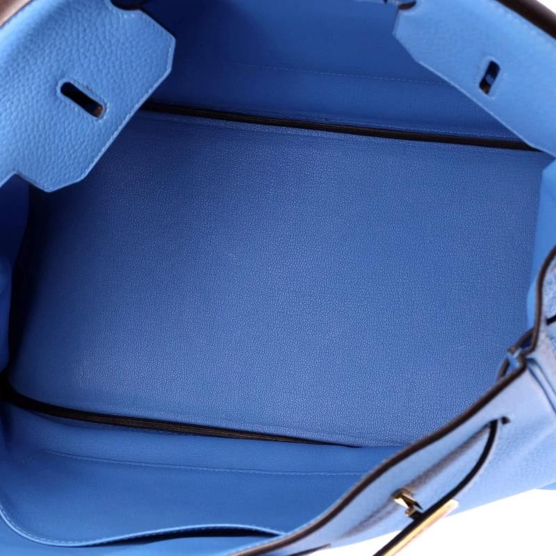 Hermes Birkin Handbag Blue Clemence with Gold Hardware 35 - 6
