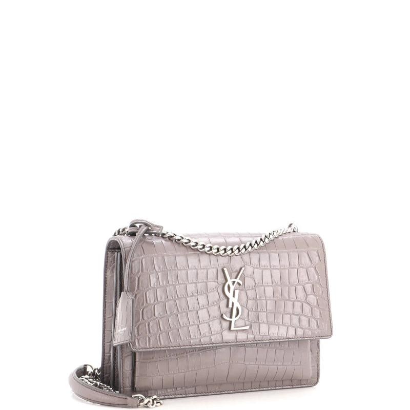 Saint Laurent Sunset Crossbody Bag Crocodile Embossed Leather Medium - 2