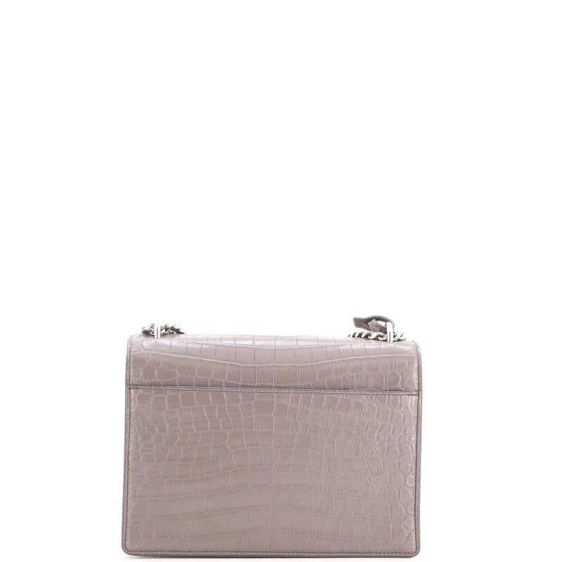 Saint Laurent Sunset Crossbody Bag Crocodile Embossed Leather Medium - 3
