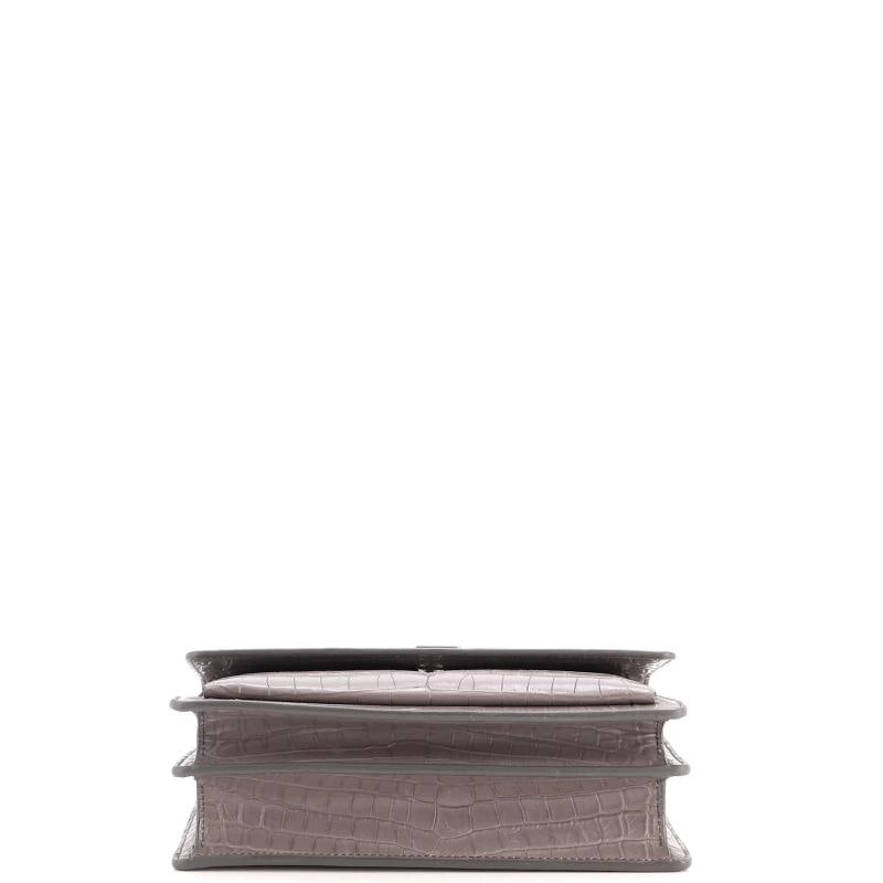 Saint Laurent Sunset Crossbody Bag Crocodile Embossed Leather Medium - 4