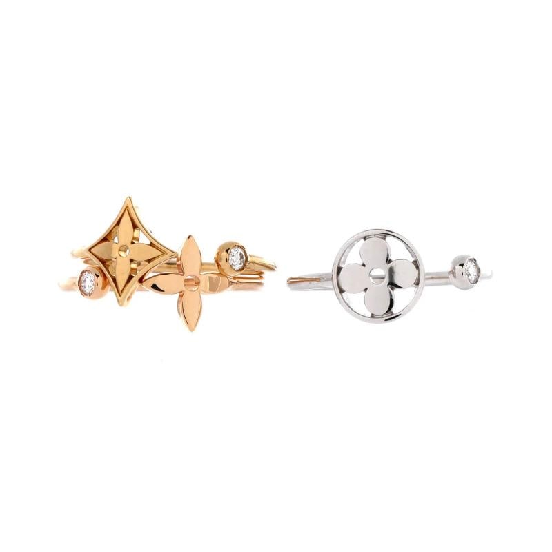 Louis Vuitton Idylle Blossom Ring Set 18K Tricolor Gold with Diamonds: Measurements: Size: 6 - 52, Width: 1.45 mm . Condition: Pre-owned - Good,Brand: Louis Vuitton,Main Stone: Diamond,Metal: 18K Tri Colored Gold,Metal Purity: 18K,Ring Size: 6 - 52,Type: Ring,Color: Tric