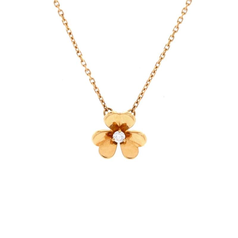 Van Cleef & Arpels Frivole Pendant Necklace 18K Yellow Gold and Diamond Mini: Measurements: Length: 15.0 - 16.0 ", Pendant Length: 10.10 mm, Pendant Width: 11.10 mm . Condition: Pre-owned - Good,Brand: Van Cleef & Arpels,Main Stone: Diamond,Metal: 18K Yellow Gold,Metal Purity: 