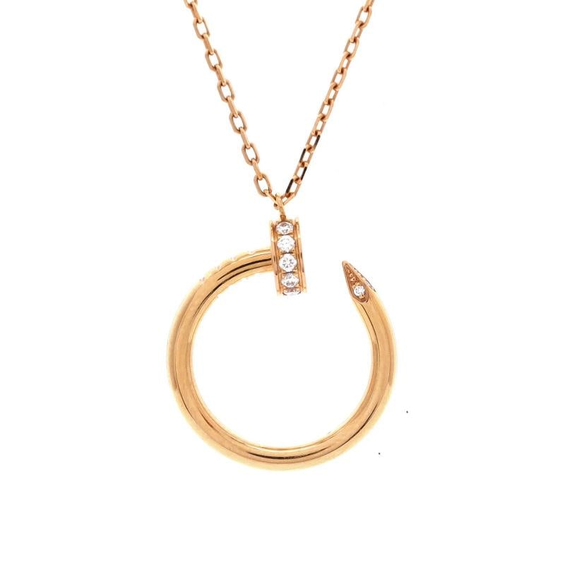 Cartier Juste un Clou Pendant Necklace 18K Rose Gold with Diamonds: Measurements: Length: 15.25 - 16.0 ", Pendant Length: 22.70 mm, Pendant Width: 18.30 mm . Condition: Pre-owned - Good,Brand: Cartier,Main Stone: Diamond,Metal: 18K Rose Gold,Metal Purity: 18K,Style: