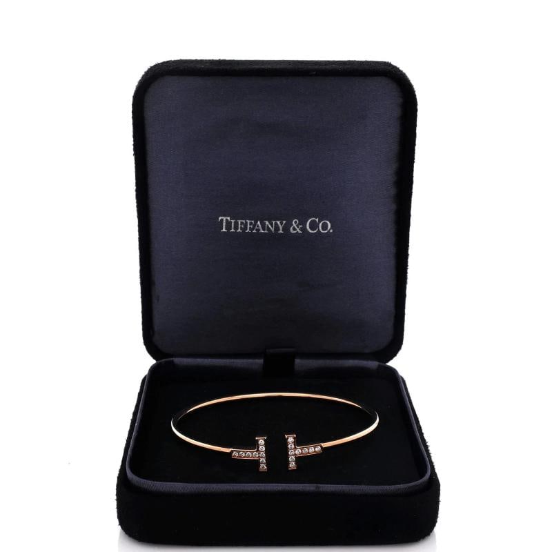 Tiffany & Co. T Wire Bracelet 18K Rose Gold with Diamonds - 2