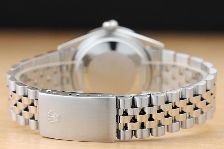 MENS ROLEX DATEJUST BLUE DIAMOND SAPPHIRE 18K WHITE GOLD STAINLESS STEEL WATCH - 6