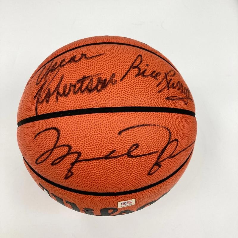 Michael Jordan Bill Russell Magic Johnson Larry Bird Signed Basketball UDA & JSA - 3