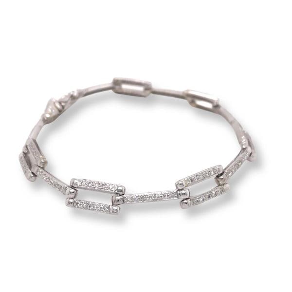 Round Diamond Square Link Bracelet 14kt White Gold - 2
