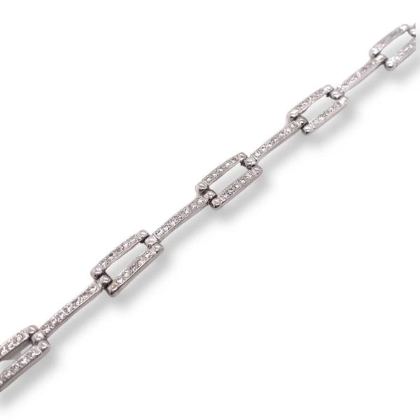 Round Diamond Square Link Bracelet 14kt White Gold - 5