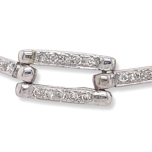 Round Diamond Square Link Bracelet 14kt White Gold - 9