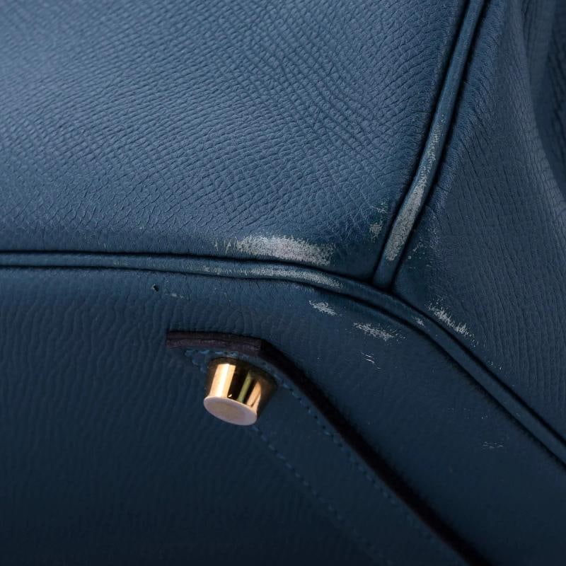 Hermes Birkin Handbag Blue Epsom with Gold Hardware 35 - 7