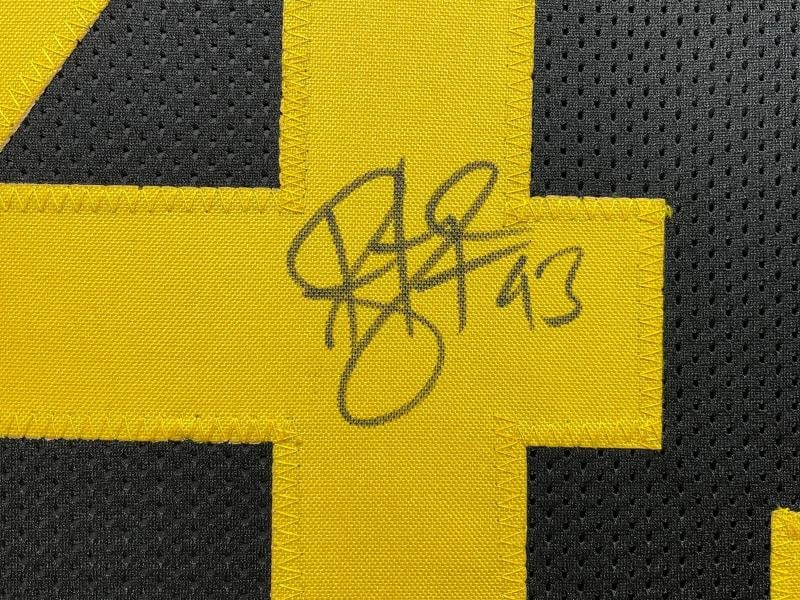 Troy Polamalu Autographed Pittsburgh Steelers Black Jersey Framed BAS Signed - 3