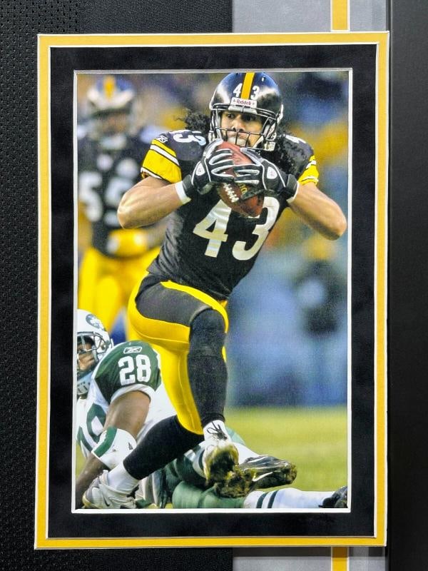 Troy Polamalu Autographed Pittsburgh Steelers Black Jersey Framed BAS Signed - 5