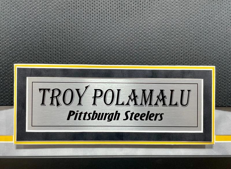Troy Polamalu Autographed Pittsburgh Steelers Black Jersey Framed BAS Signed - 9