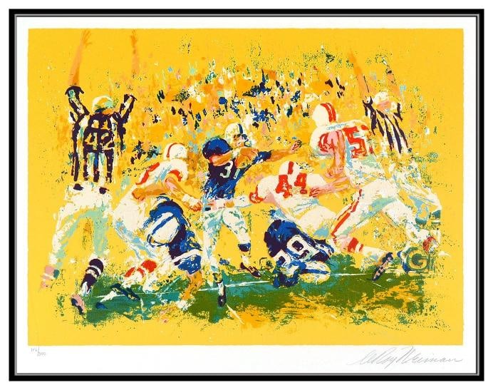 LeRoy Neiman Touchdown Original Color Serigrpah Signed Framed Athlete Artwork - 2