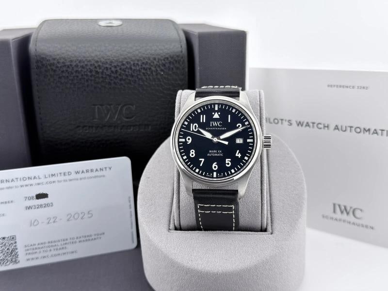 2025 IWC Pilots Watch Mark XX IW328203 Blue Dial Stainless Steel Box Papers: Style Number: IW328203 Year: 2025 Model: IWC Pilot's Watch Mark XX Case Material: Stainless Steel Band: Leather Bezel: Stainless Steel Dial: Blue Crystal: Sapphire Case Size: 40mm Includes: -IWC Box &