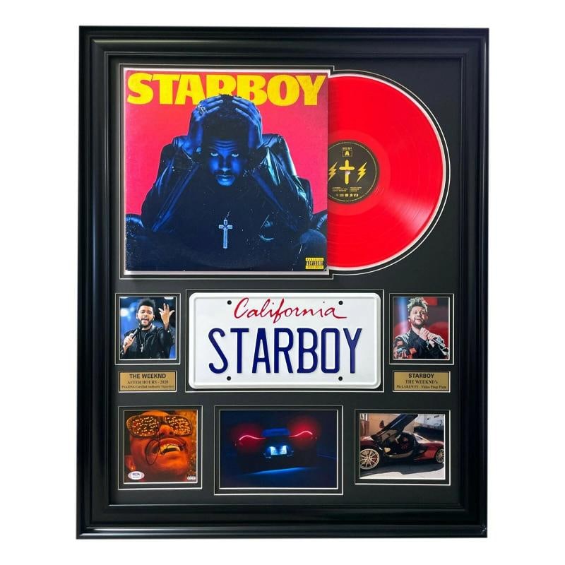 The Weeknd Autographed StarBoy Album Framed Collage PSA/DNA COA Signed Blinding: Industry: Music,Signed: Yes,Autograph Authentication: Professional Sports (PSA/DNA),Object Type: CD & Booklet,Original/Reproduction: Original,Country of Origin: United States