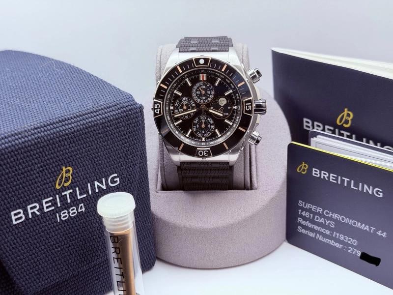Breitling Super Chronomat Four Year Calendar I19320 44mm Black Dial Box Papers - 13