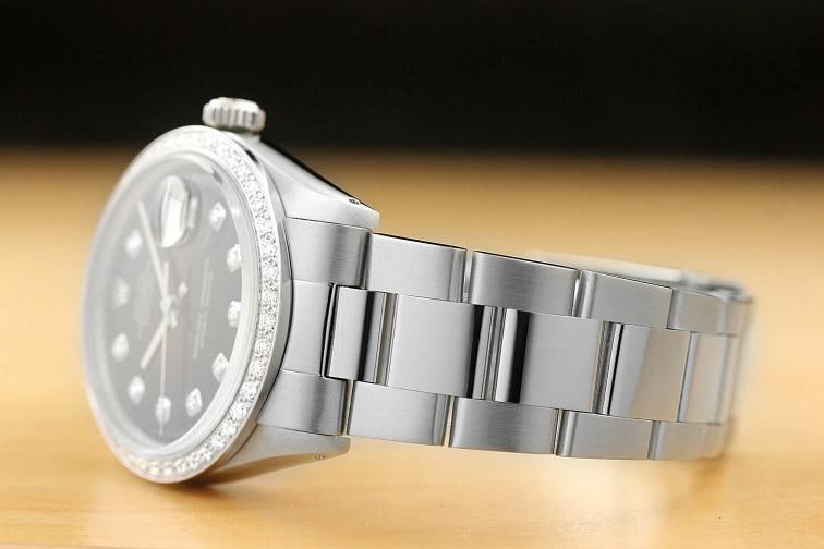 MENS ROLEX DATEJUST 1603 18K WHITE GOLD DIAMOND STAINLESS STEEL OYSTER WATCH - 4