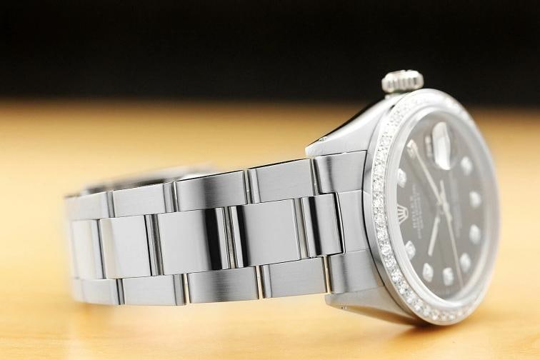 MENS ROLEX DATEJUST 1603 18K WHITE GOLD DIAMOND STAINLESS STEEL OYSTER WATCH - 6